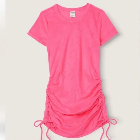 Victorias Secret Pink Beach Terry Ruched Sides Dress Pink - Picture 6 of 10